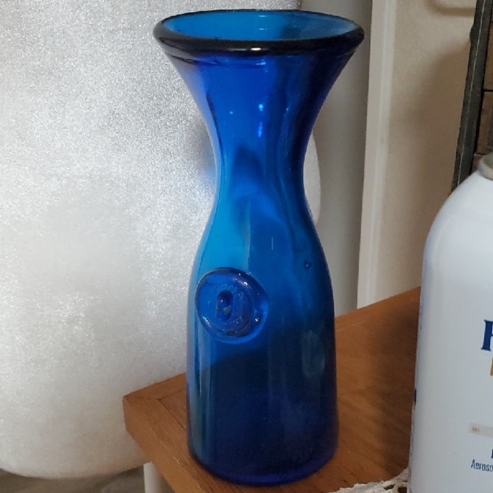 Vecceli Italy Blue Glass Vase Elegant Design